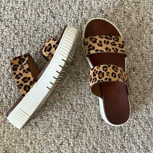 Cheetah platform sandals